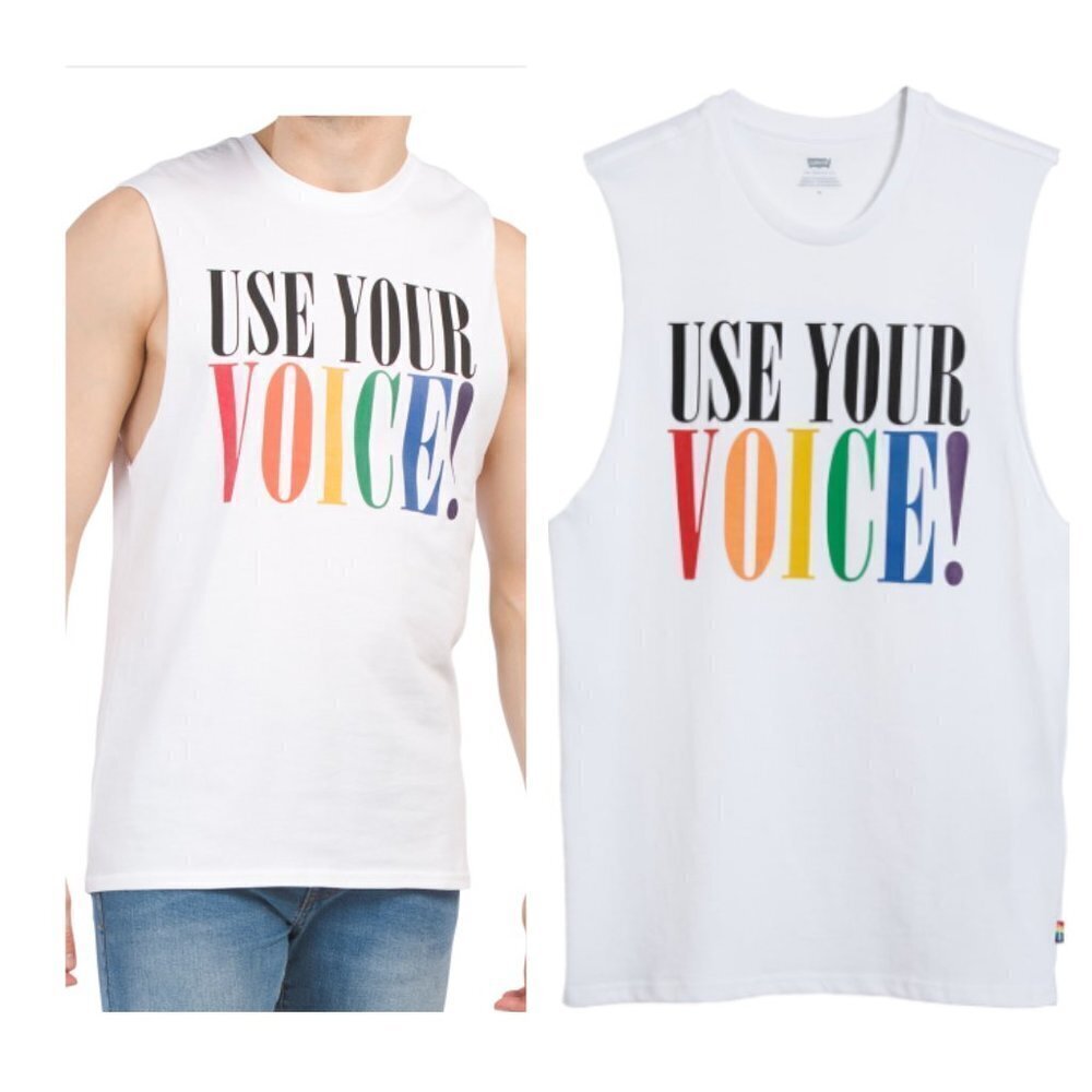 NWT Levi's Pride Rainbow Use Your Voice Tank Top Sleeveless Tee Cotton L XL
